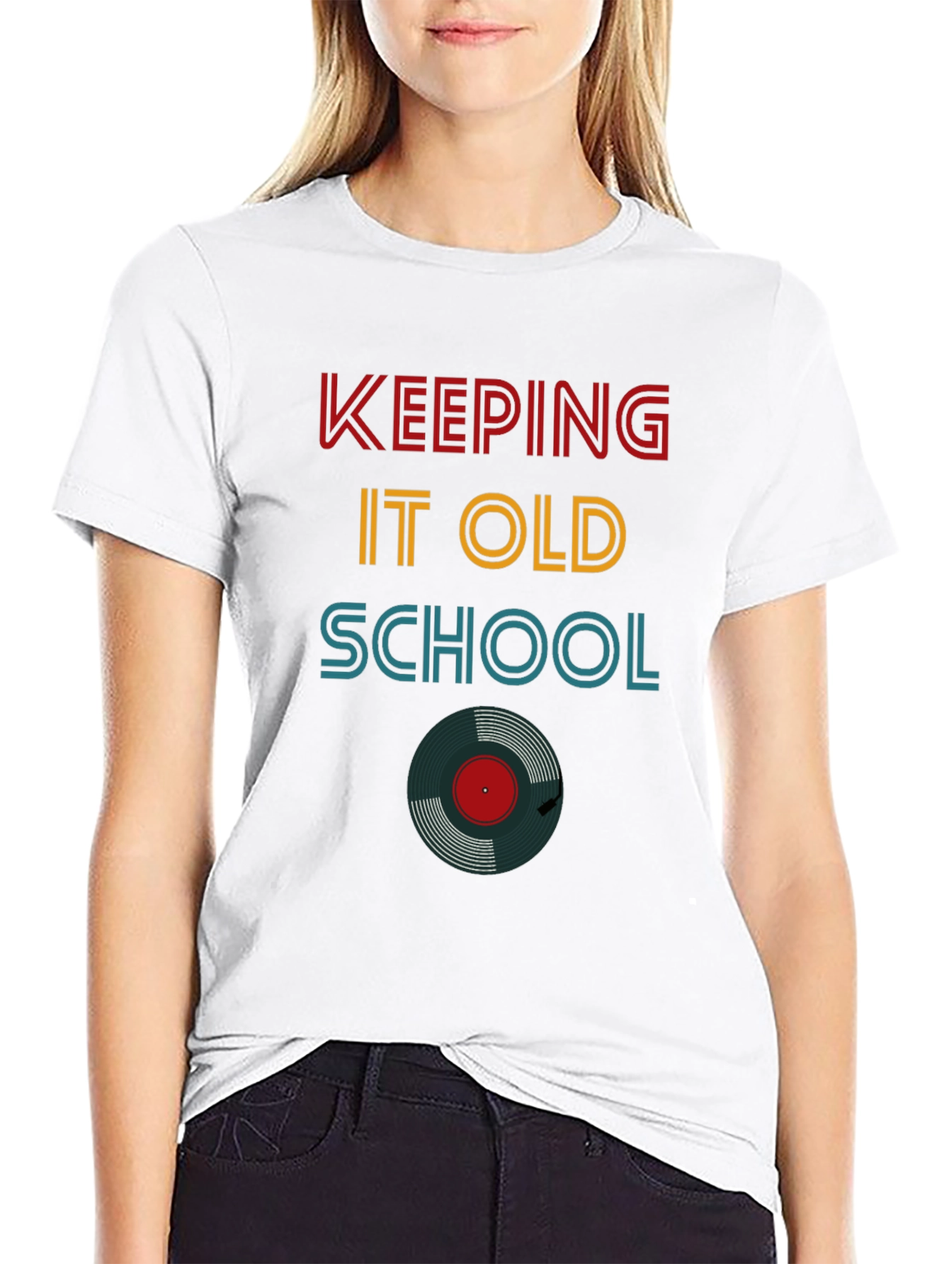 Keeping It Old School Vinyl Record Black T-Shirt