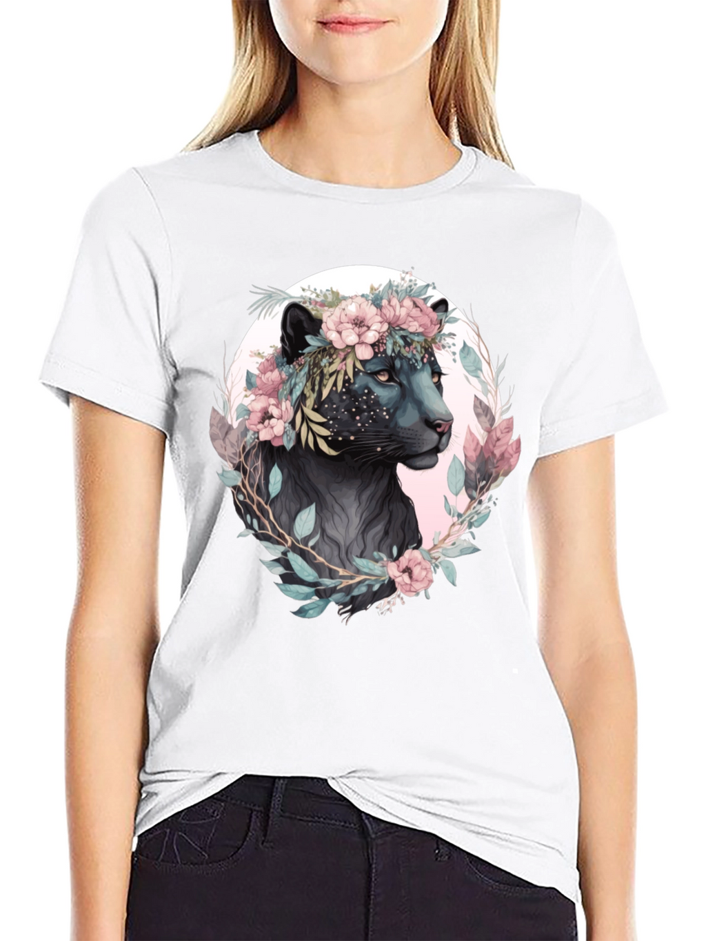 Floral Panther Graphic T-Shirt