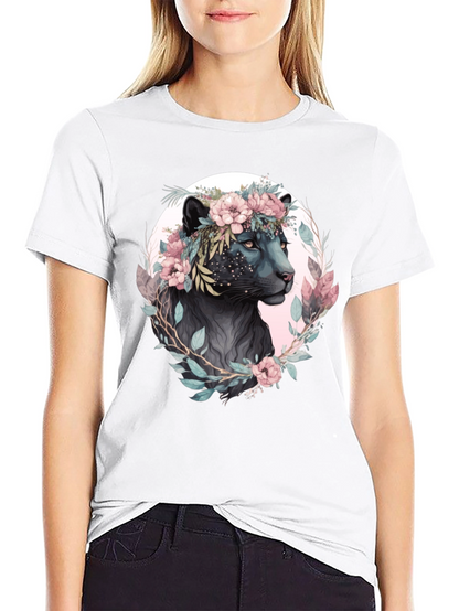 Floral Panther Graphic T-Shirt