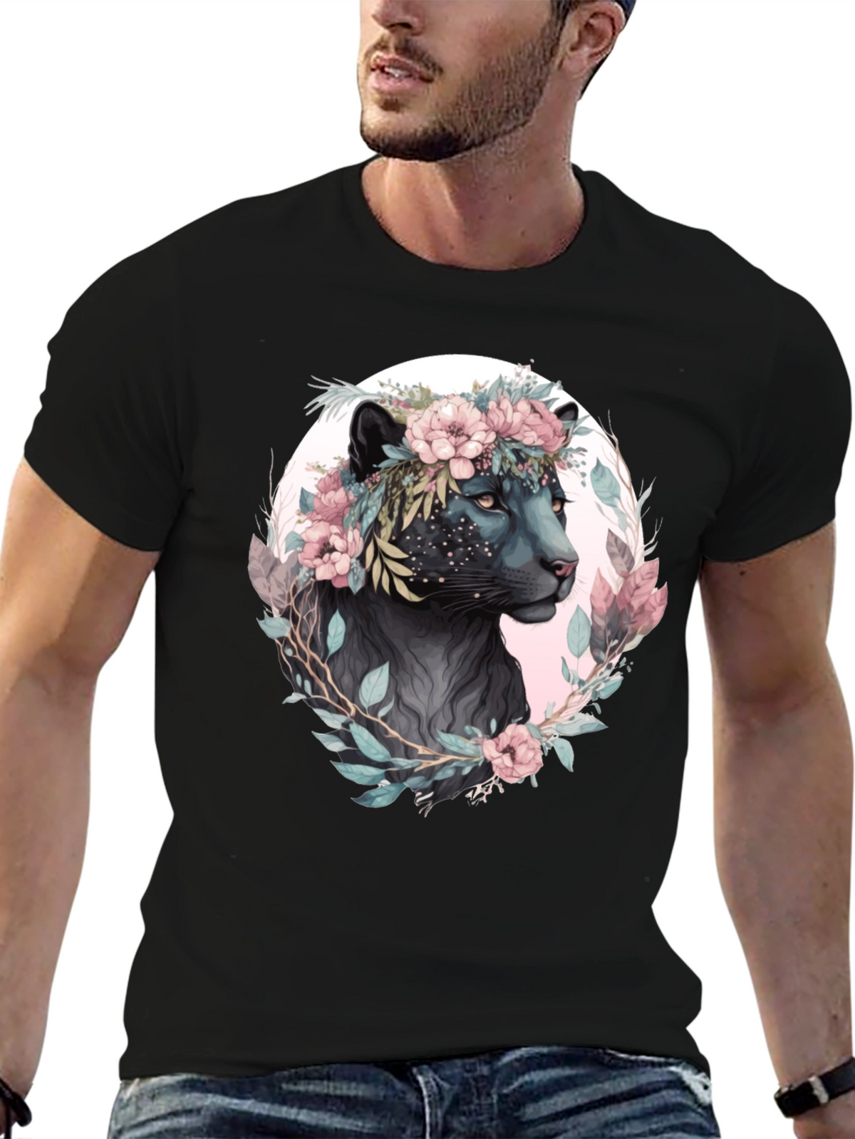 Floral Panther Graphic T-Shirt