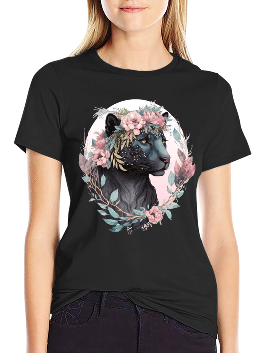 Floral Panther Graphic T-Shirt
