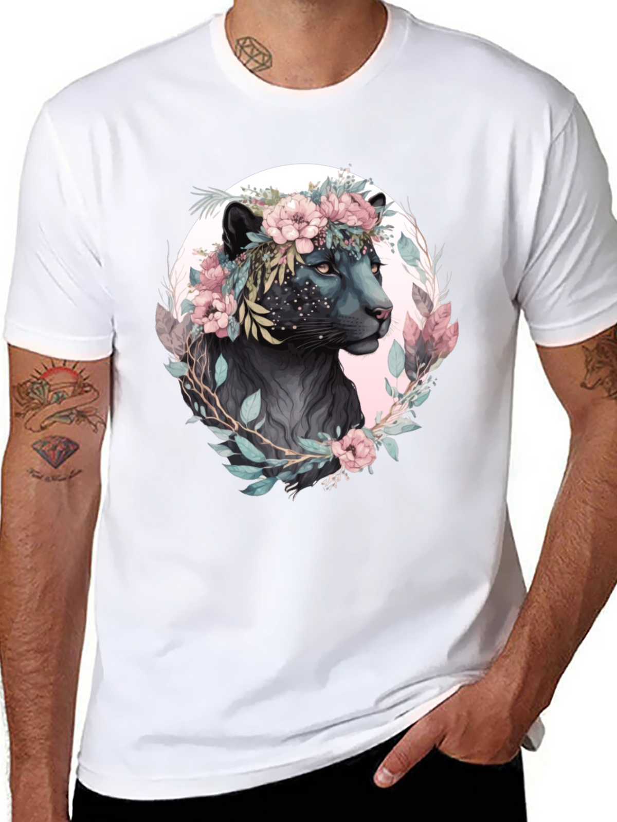 Floral Panther Graphic T-Shirt
