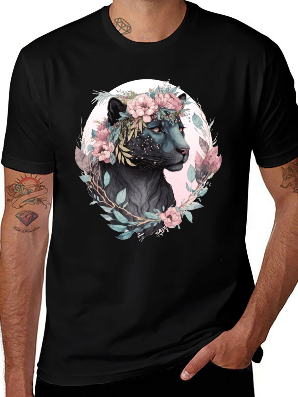 Floral Panther Graphic T-Shirt