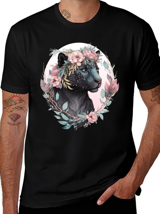 Floral Panther Graphic T-Shirt