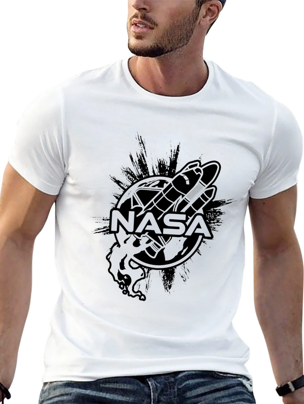 NASA Space Shuttle Graphic Black T-Shirt