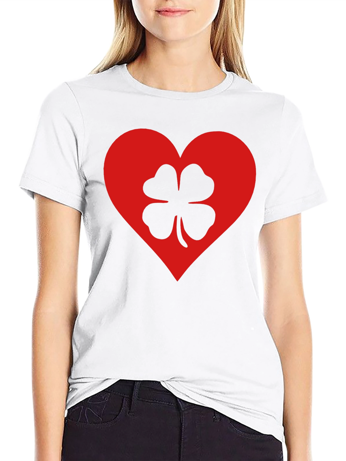 Lucky Heart Clover T-Shirt - Black