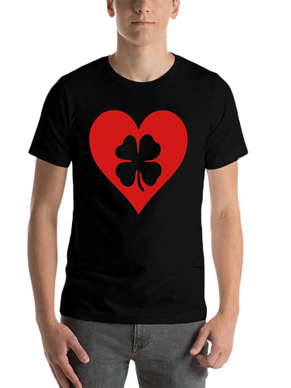 Lucky Heart Clover T-Shirt - Black