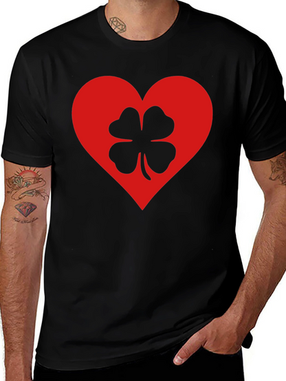 Lucky Heart Clover T-Shirt - Black