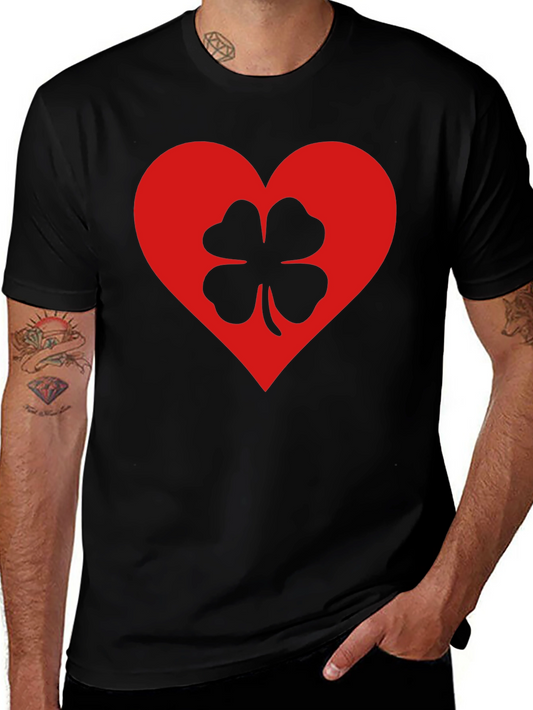 Lucky Heart Clover T-Shirt - Black