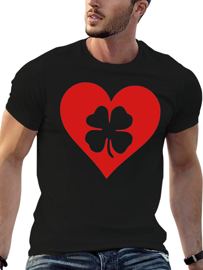 Lucky Heart Clover T-Shirt - Black