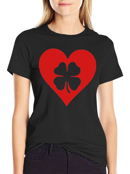 Lucky Heart Clover T-Shirt - Black