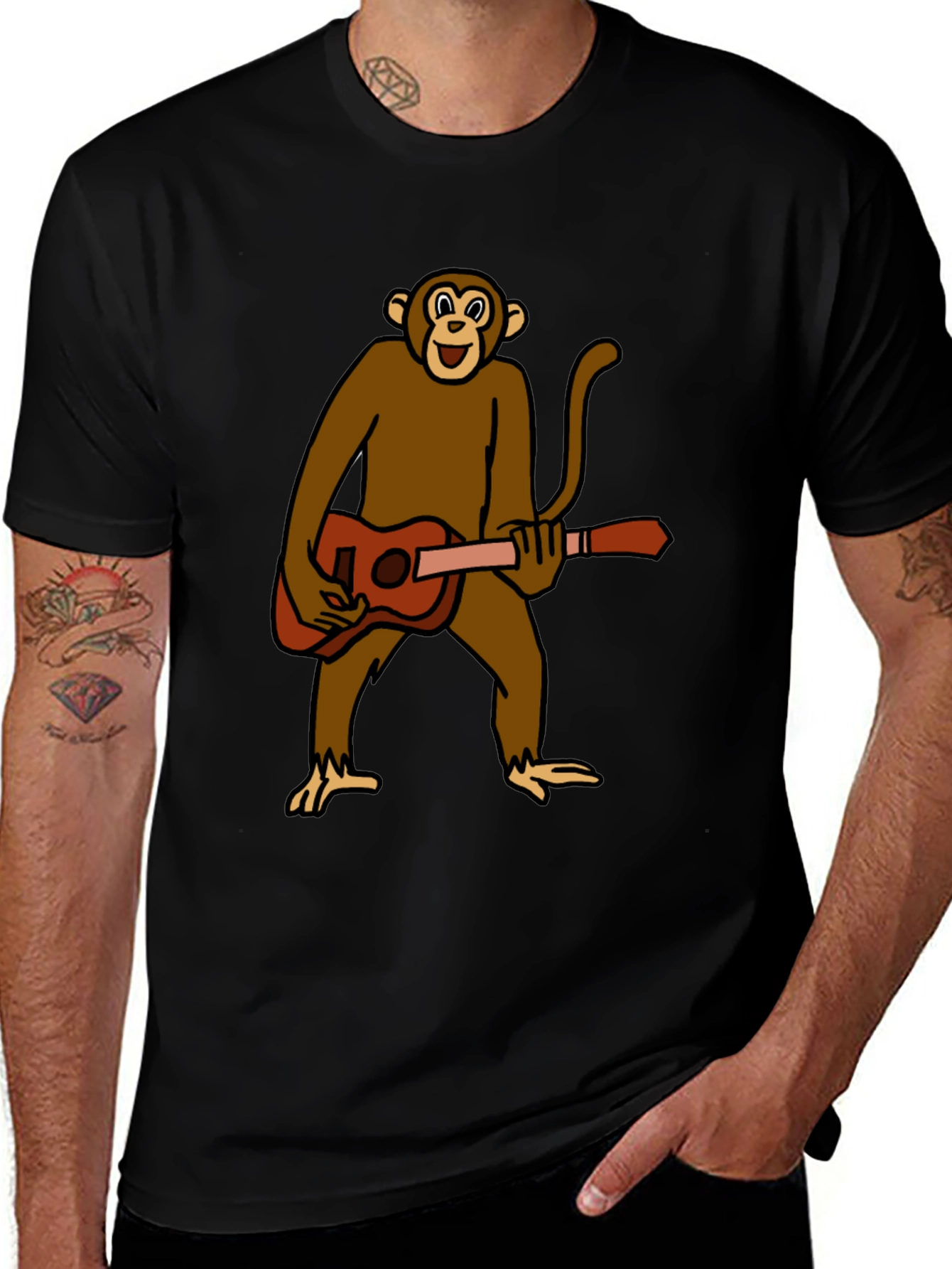 Monkey Guitar Player Graphic T-Shirt