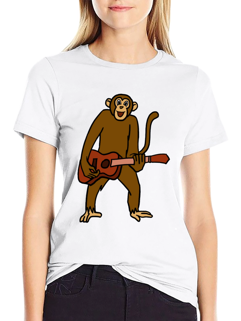 Monkey Guitar Player Graphic T-Shirt