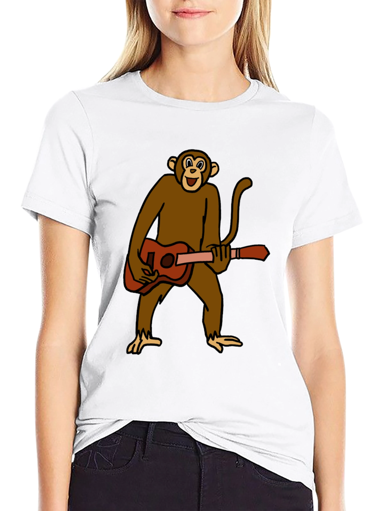 Monkey Guitar Player Graphic T-Shirt