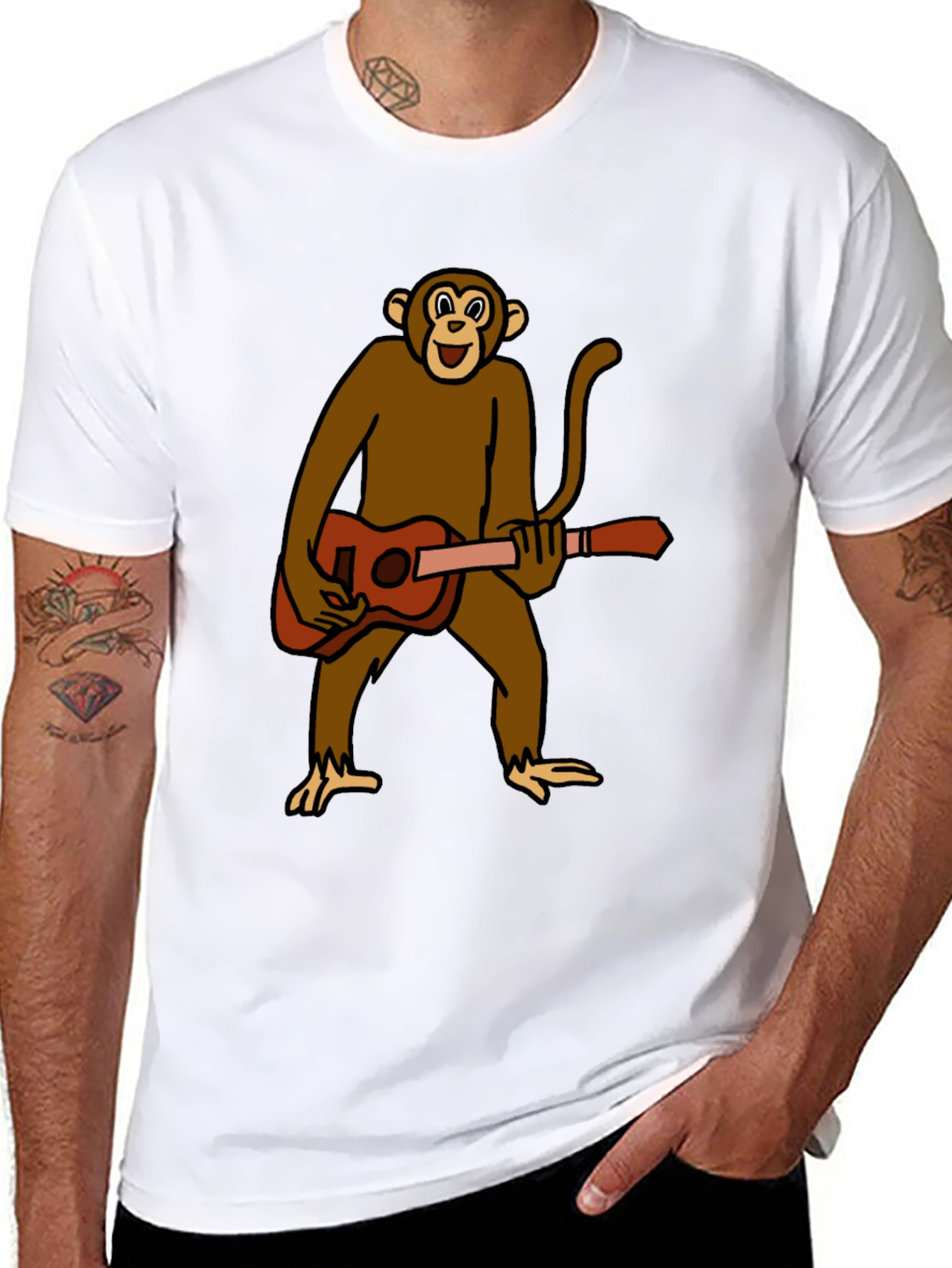 Monkey Guitar Player Graphic T-Shirt