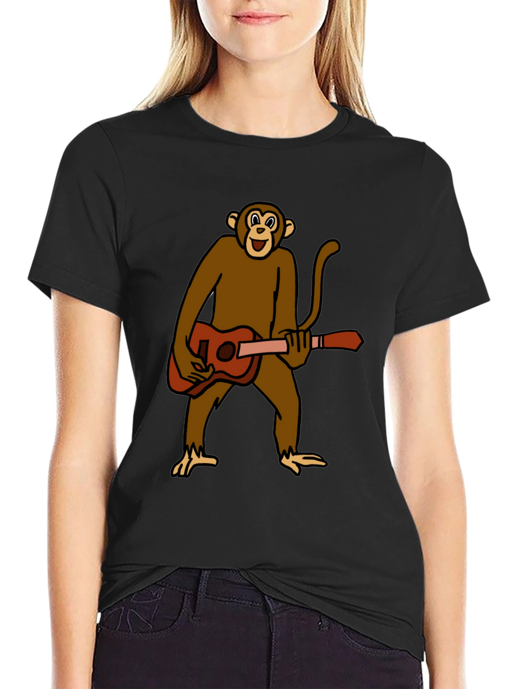 Monkey Guitar Player Graphic T-Shirt