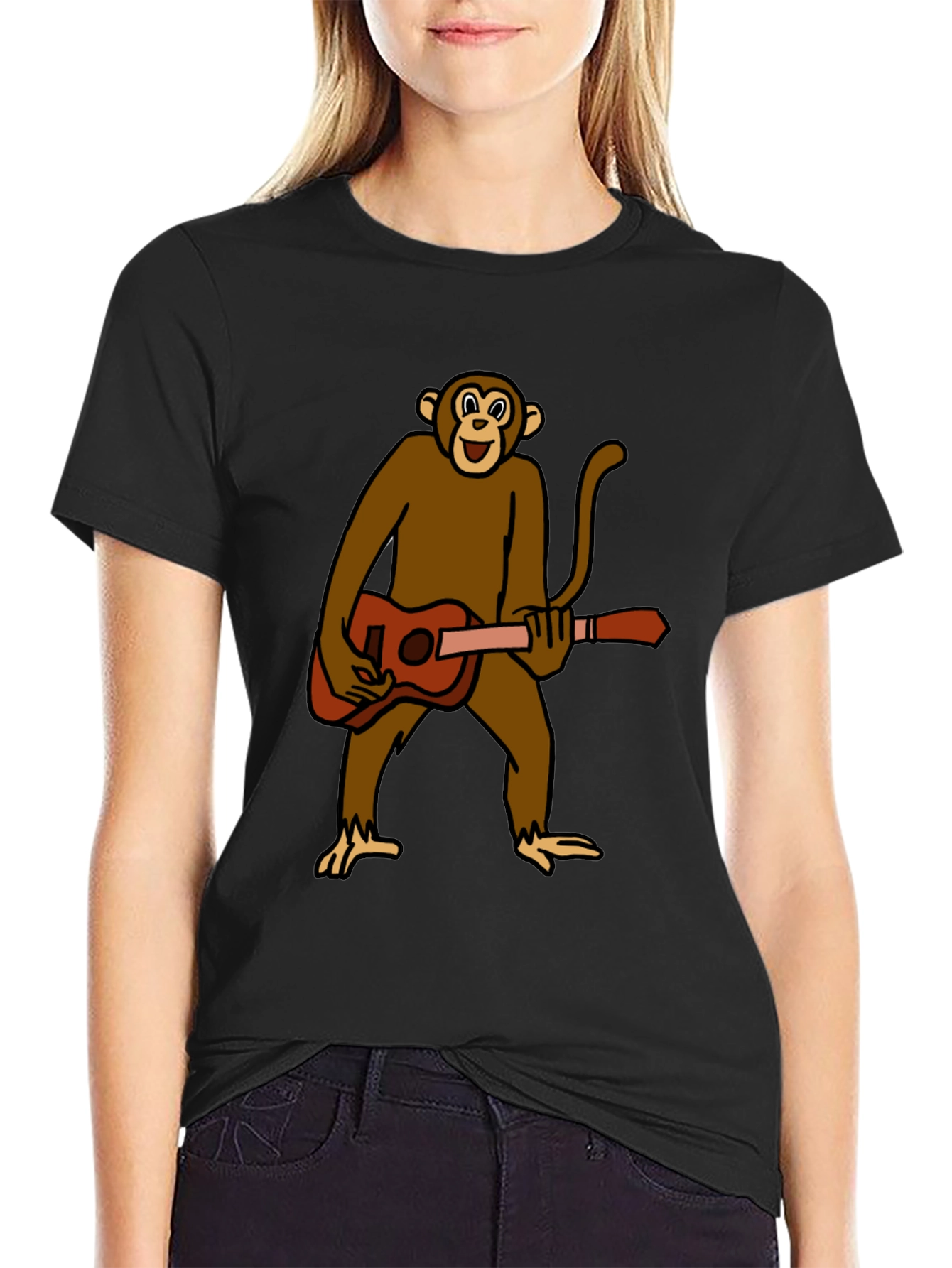Monkey Guitar Player Graphic T-Shirt