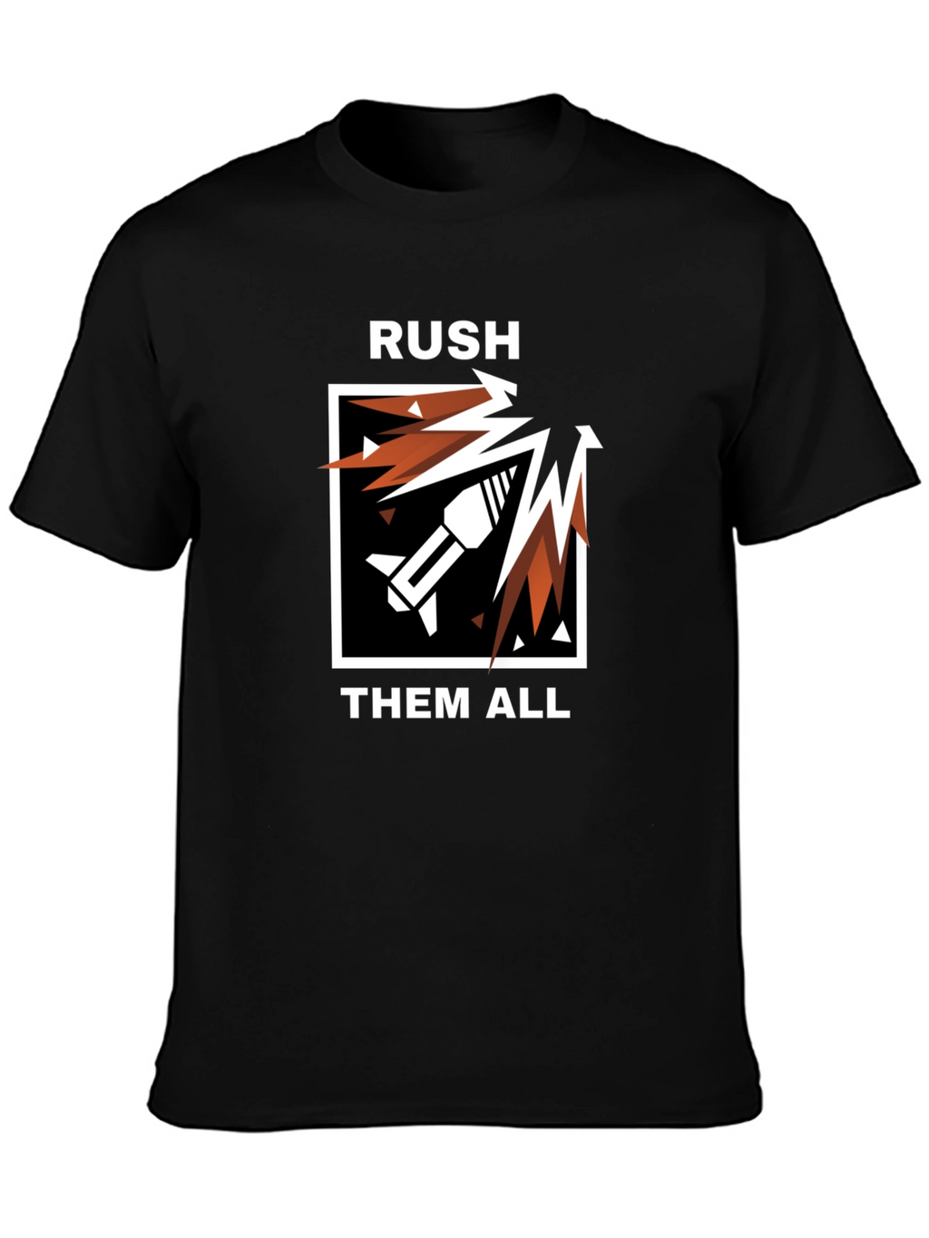 RUSH THEM ALL Black Graphic Tee - Gaming Apparel