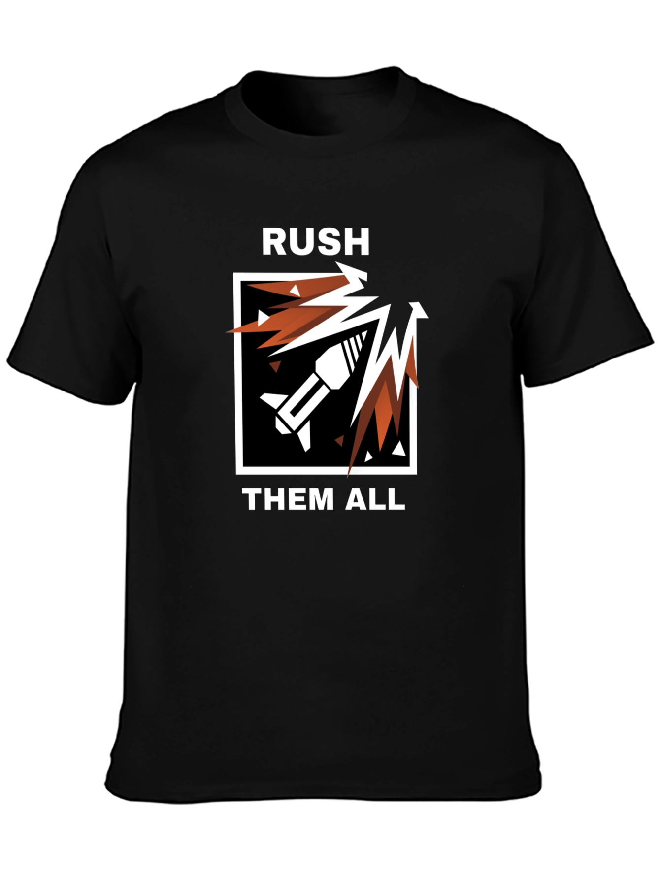 RUSH THEM ALL Black Graphic Tee - Gaming Apparel