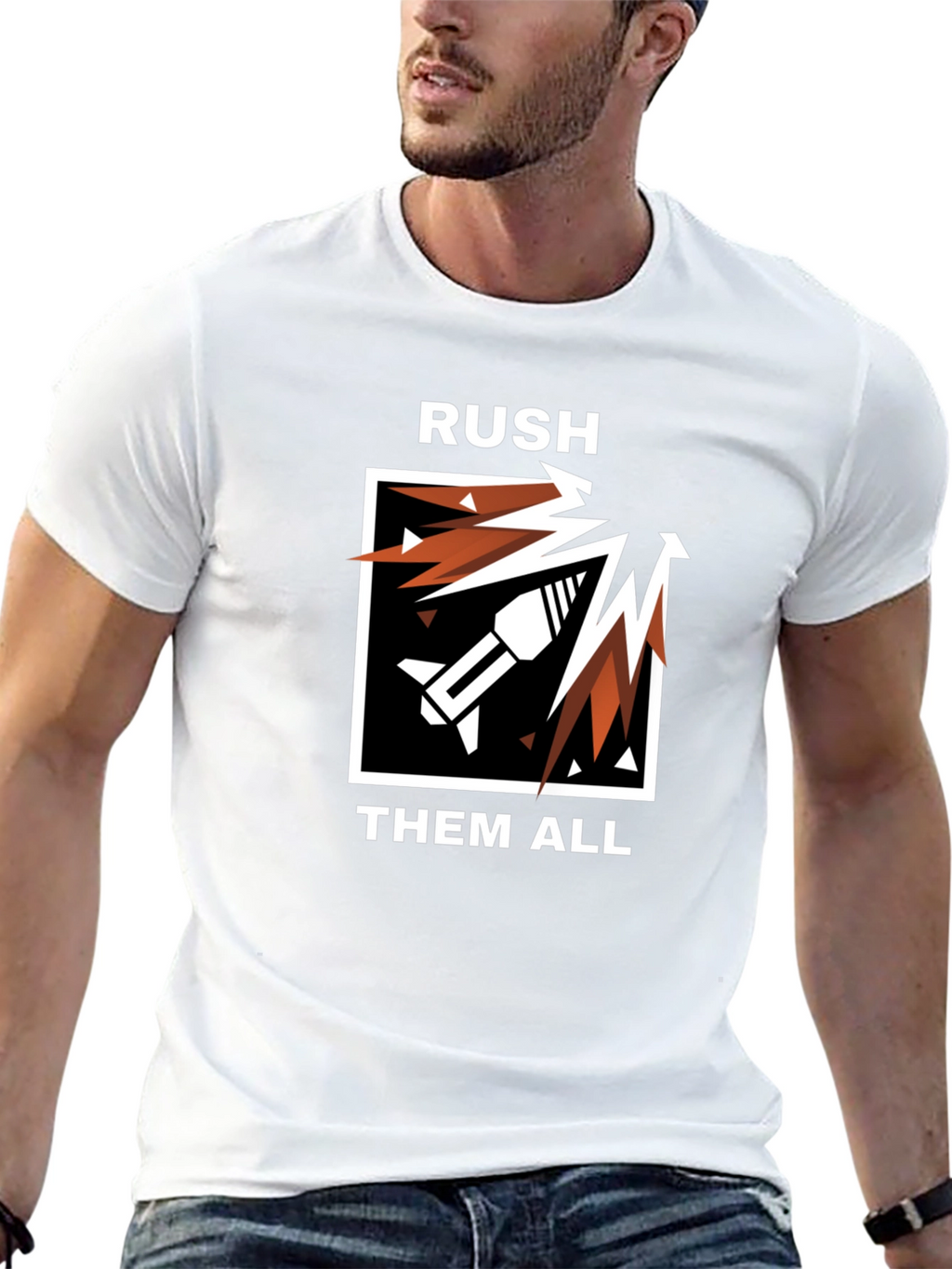 RUSH THEM ALL Black Graphic Tee - Gaming Apparel