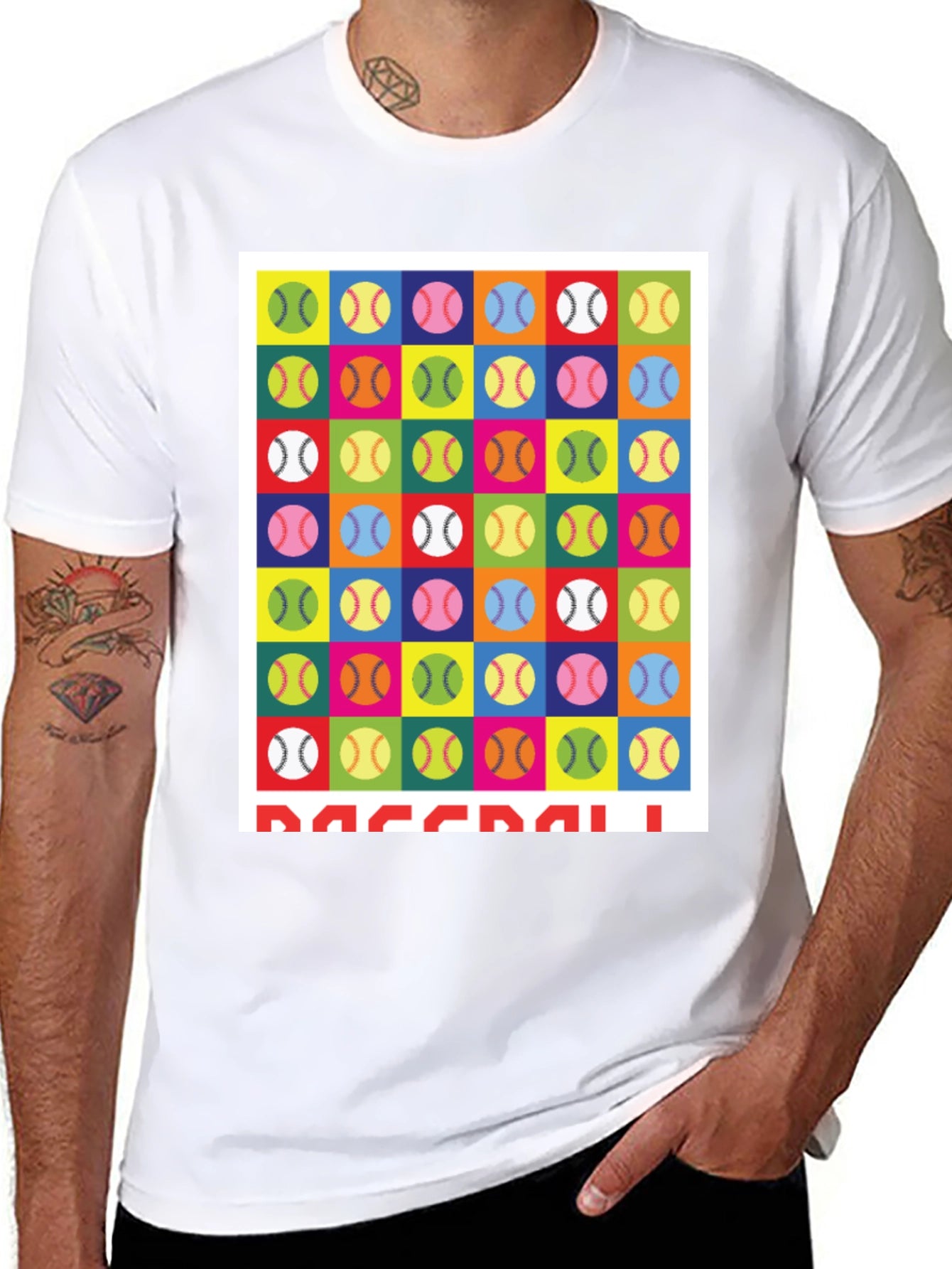 Colorful Baseball Pattern T-Shirt