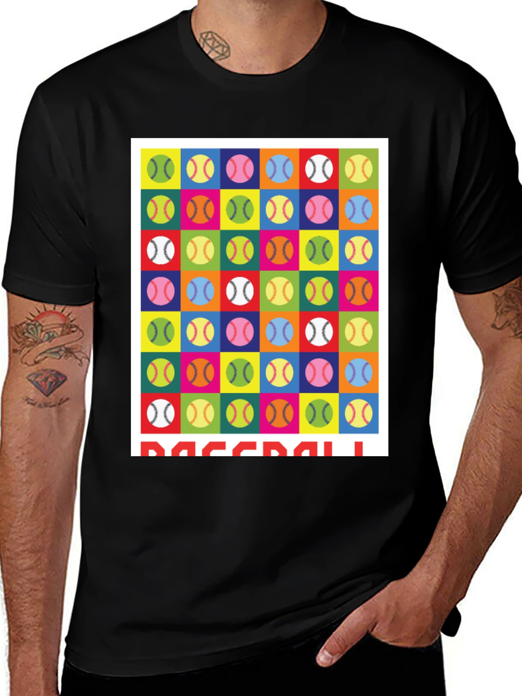 Colorful Baseball Pattern T-Shirt