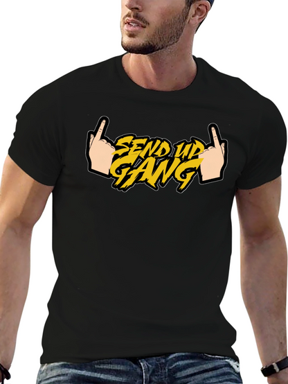 Send Up Gang Graphic Tee - Black Cotton T-Shirt