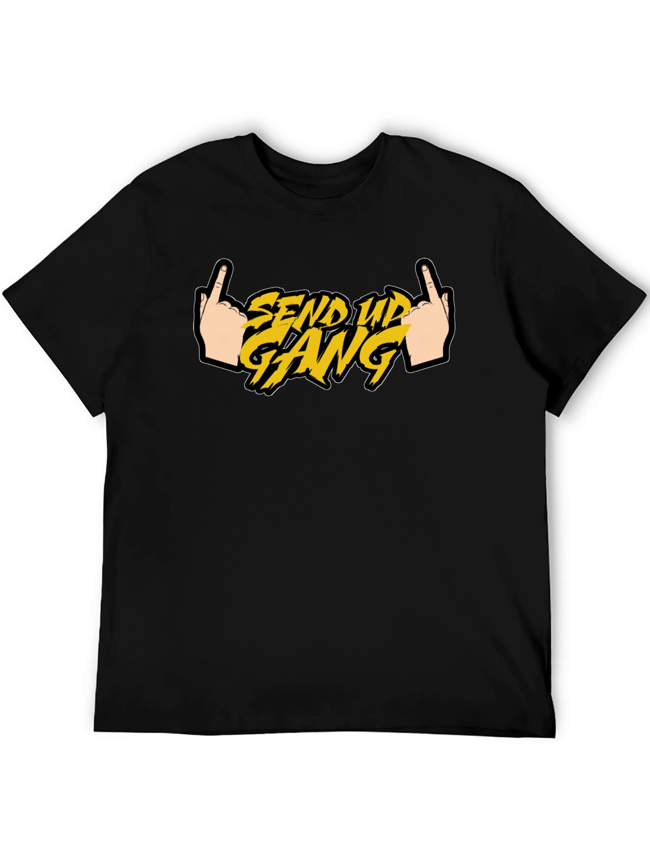 Send Up Gang Graphic Tee - Black Cotton T-Shirt