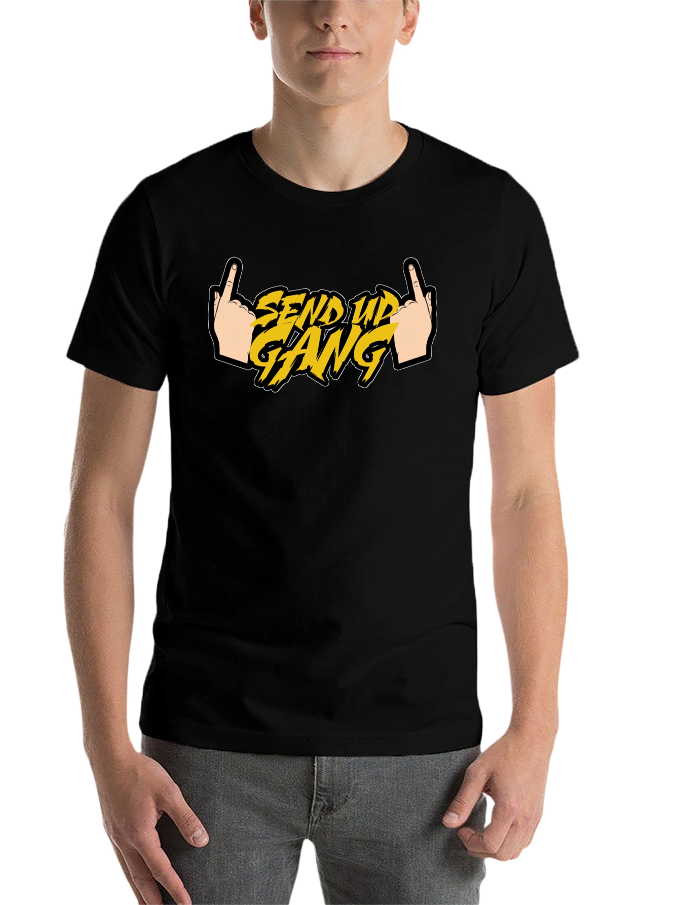 Send Up Gang Graphic Tee - Black Cotton T-Shirt