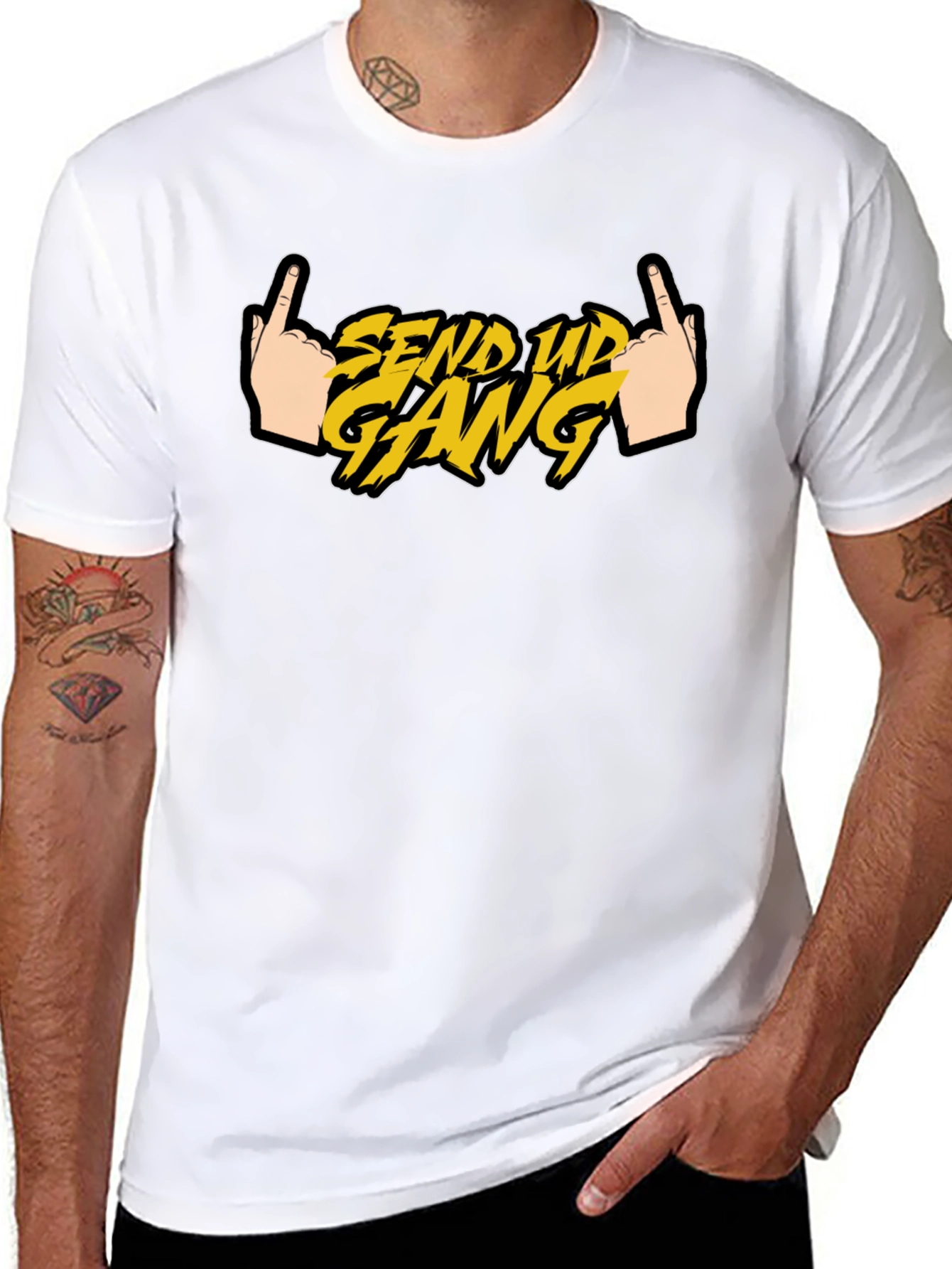 Send Up Gang Graphic Tee - Black Cotton T-Shirt