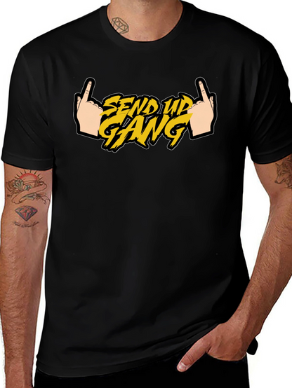 Send Up Gang Graphic Tee - Black Cotton T-Shirt