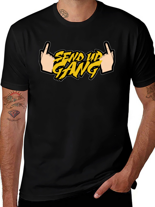 Send Up Gang Graphic Tee - Black Cotton T-Shirt