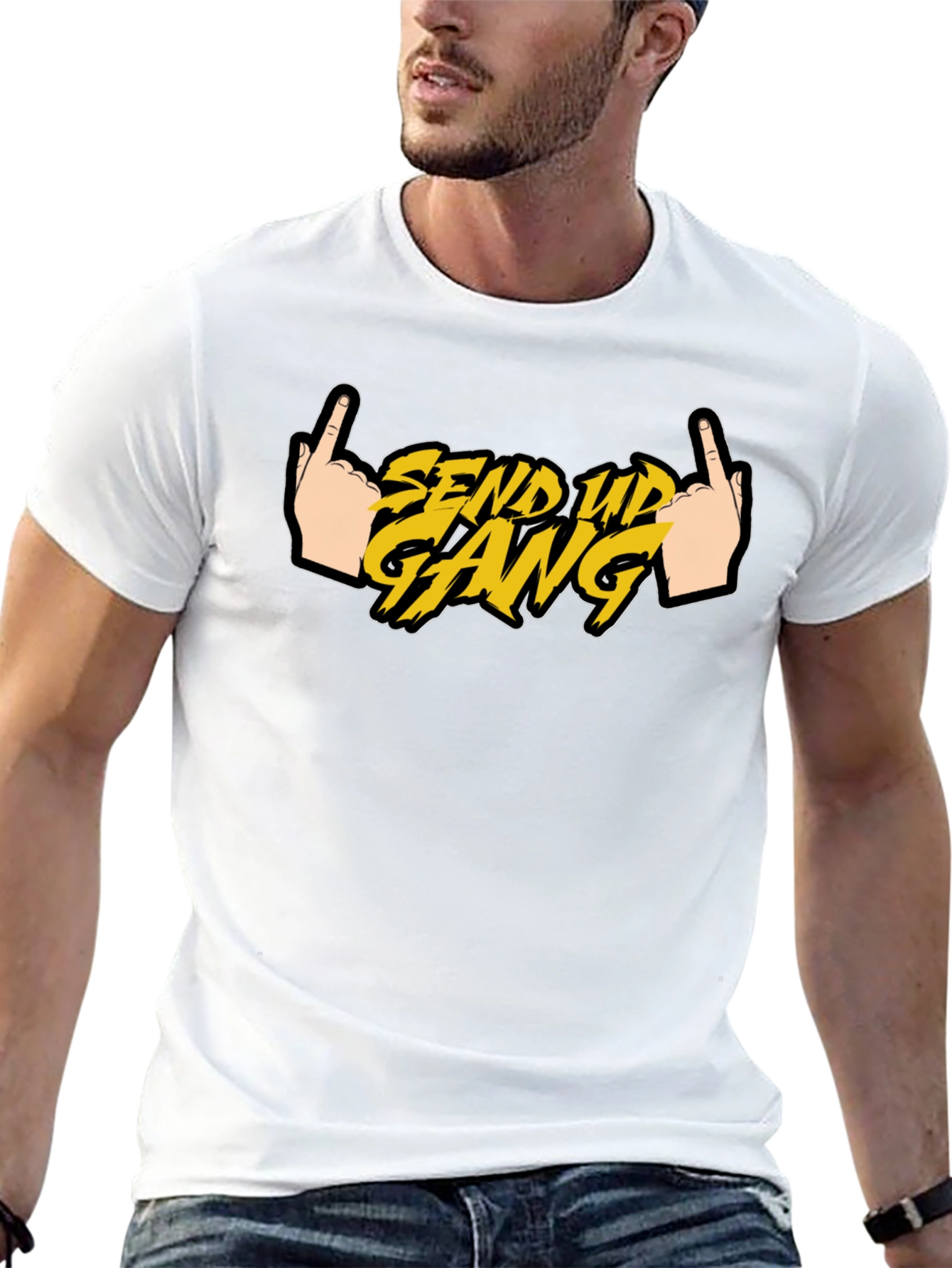 Send Up Gang Graphic Tee - Black Cotton T-Shirt