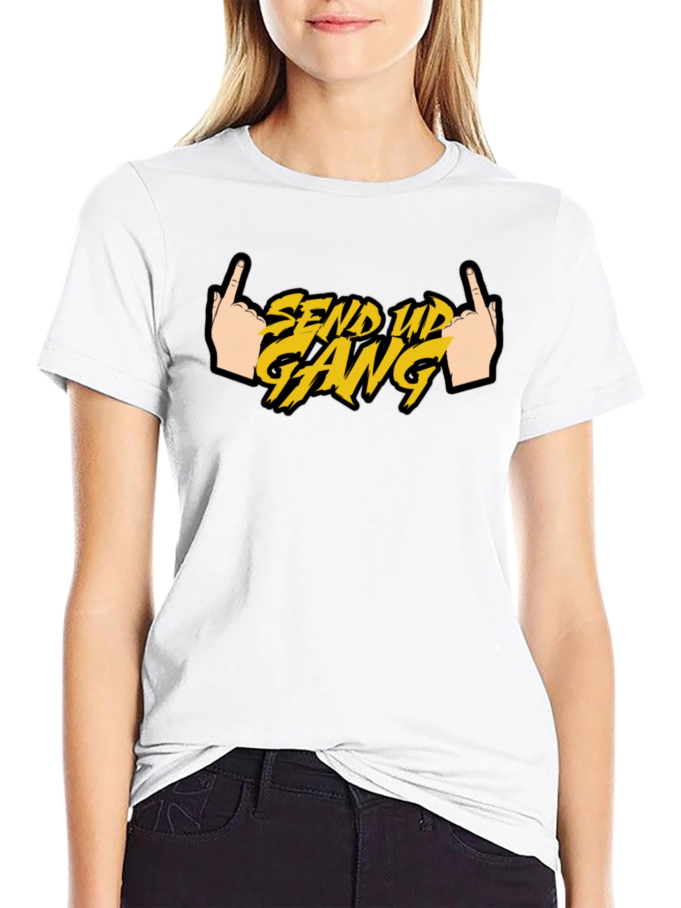 Send Up Gang Graphic Tee - Black Cotton T-Shirt