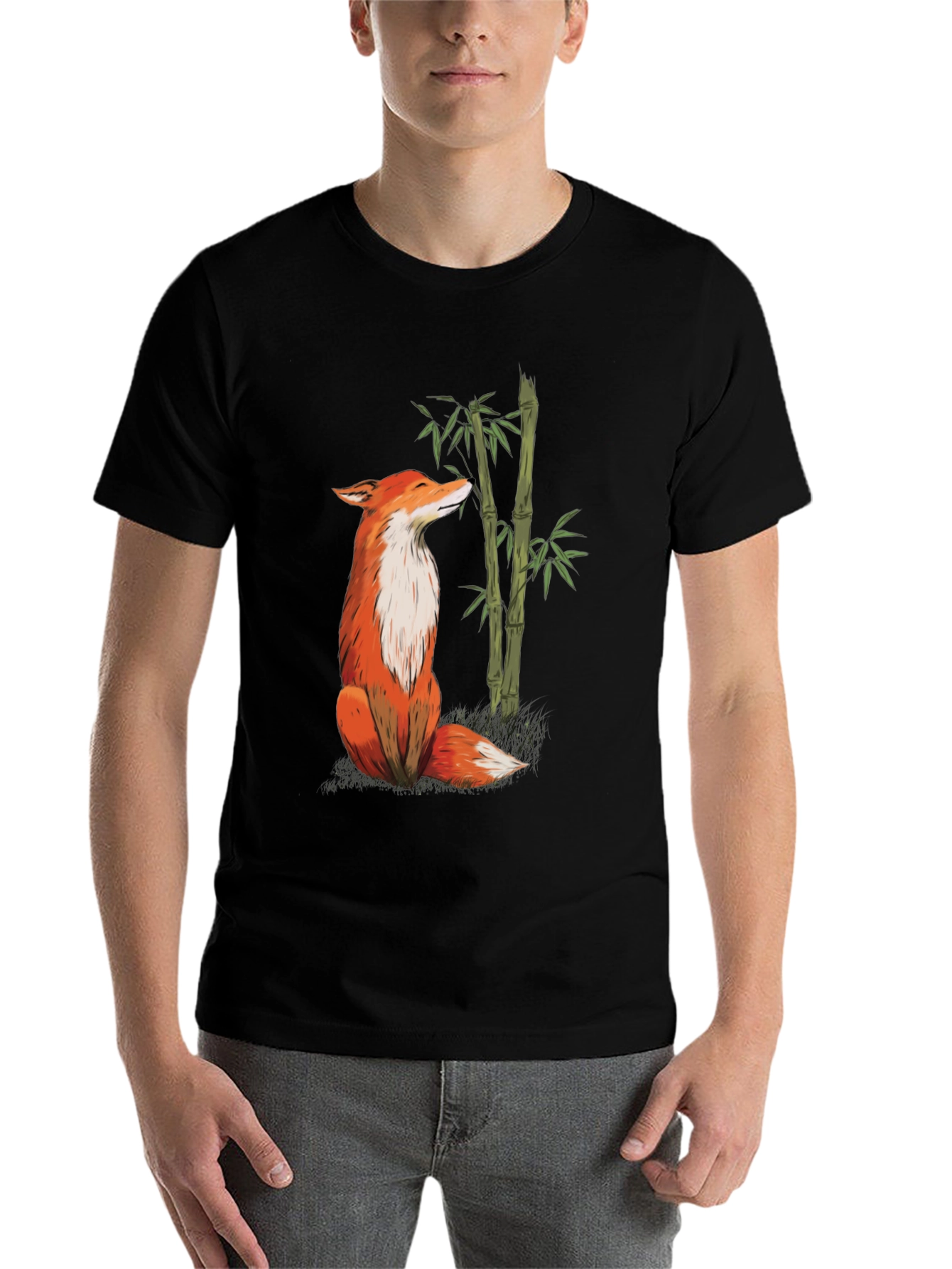 Fox and Bamboo Graphic Tee - Black