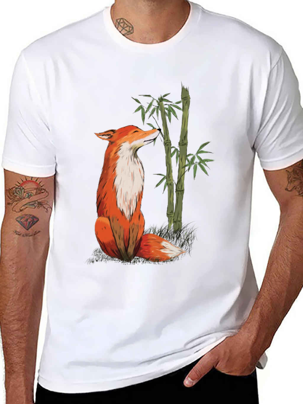 Fox and Bamboo Graphic Tee - Black