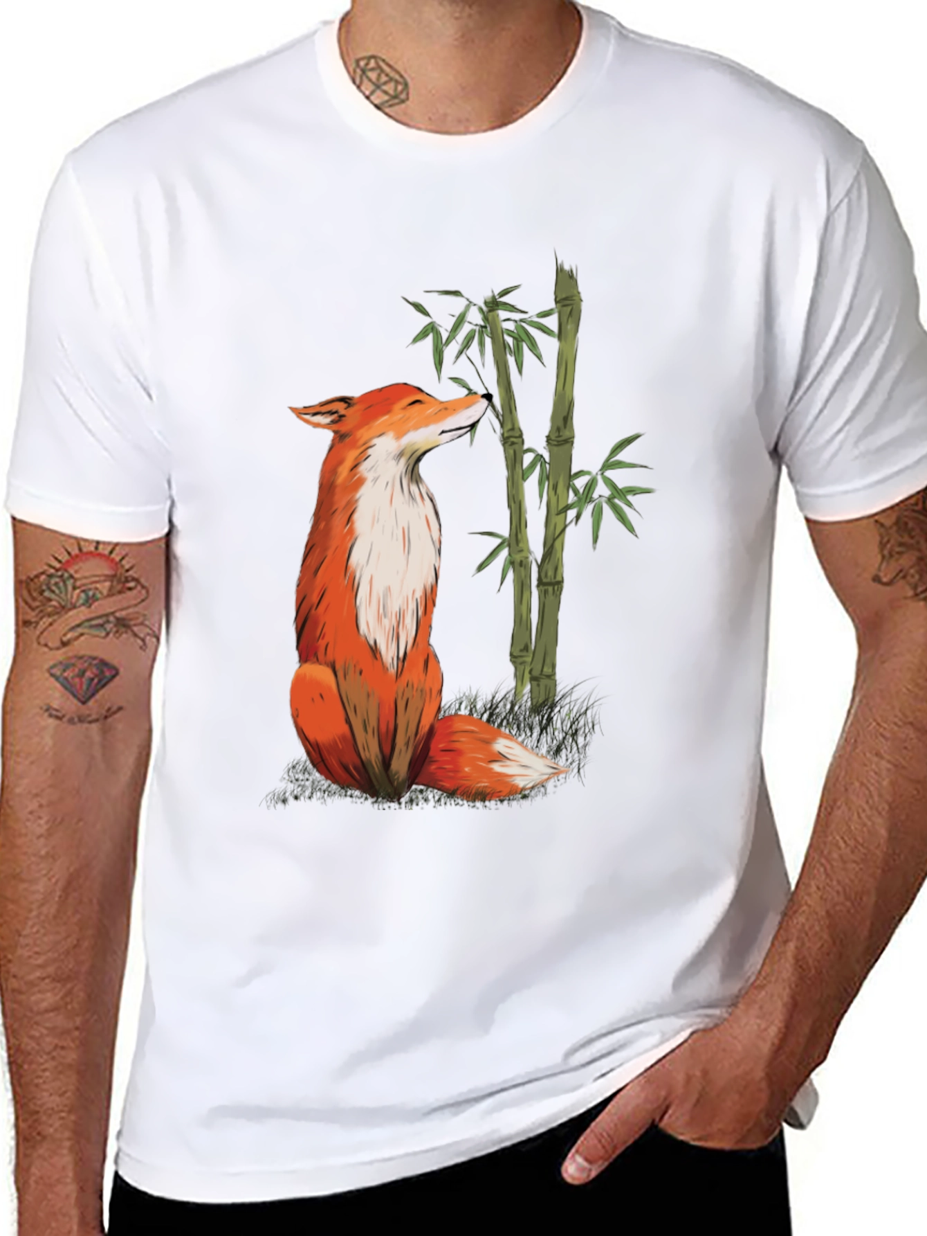Fox and Bamboo Graphic Tee - Black