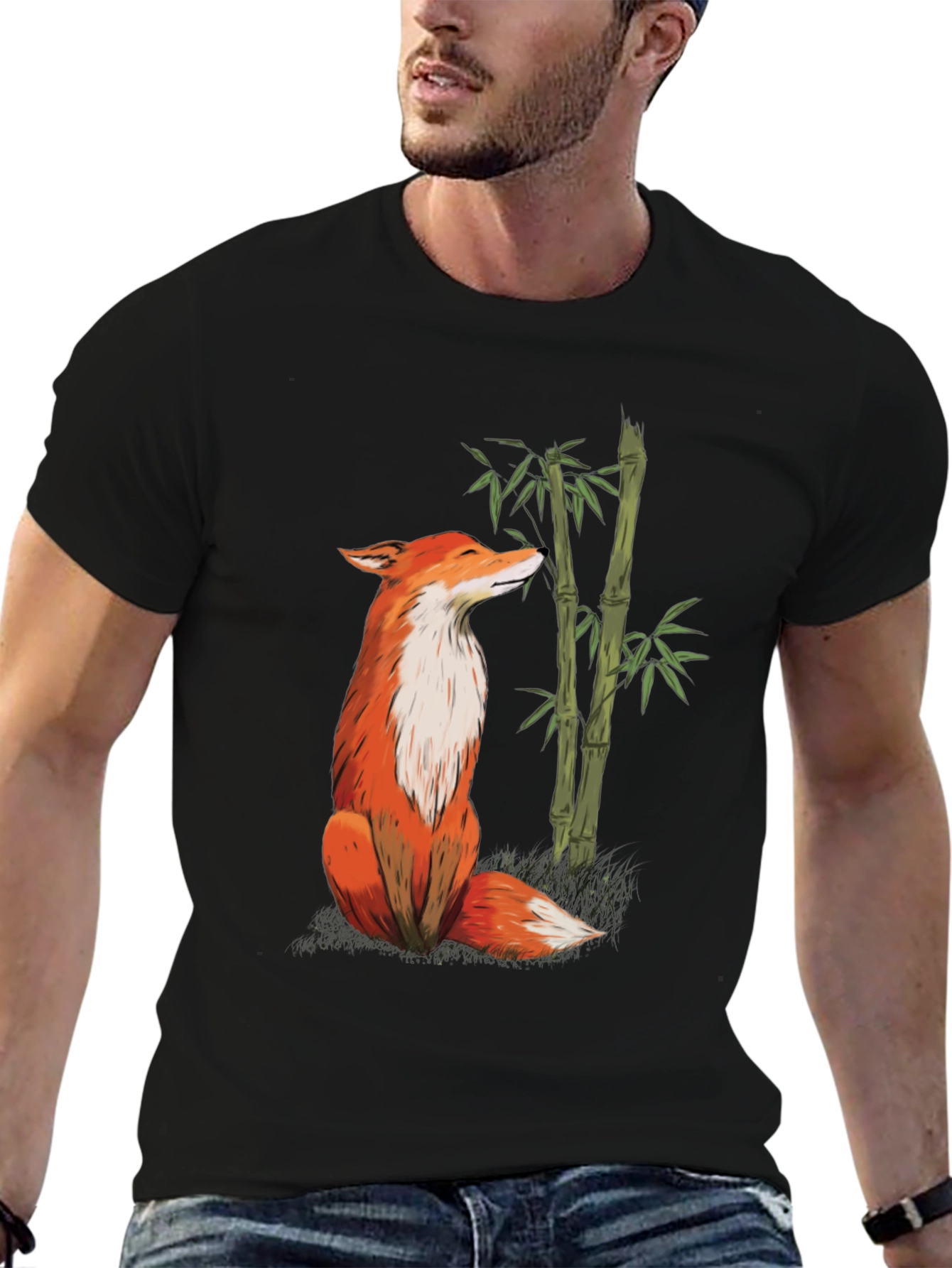 Fox and Bamboo Graphic Tee - Black
