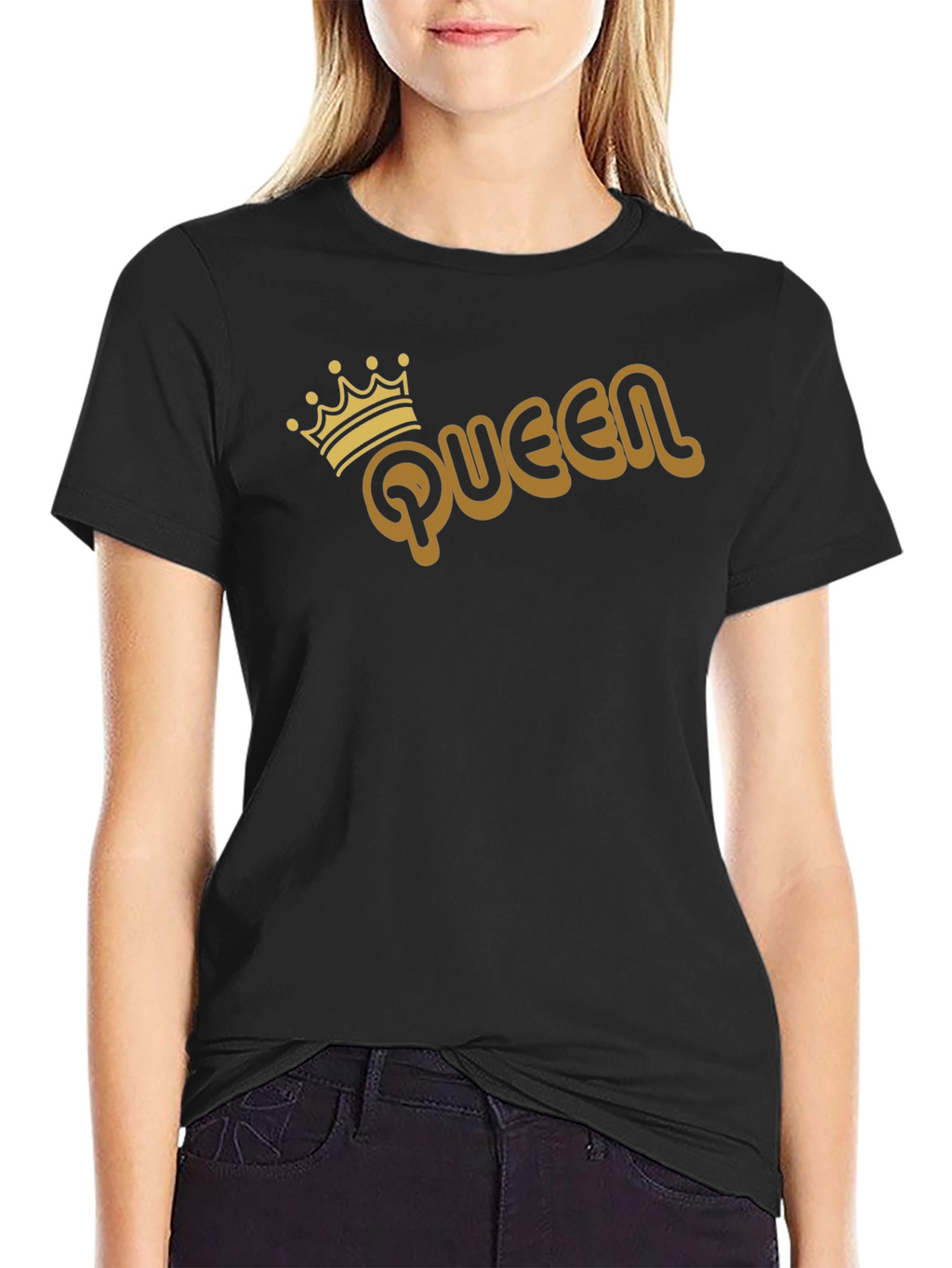 Queen Graphic Tee - Gold Print on Black
