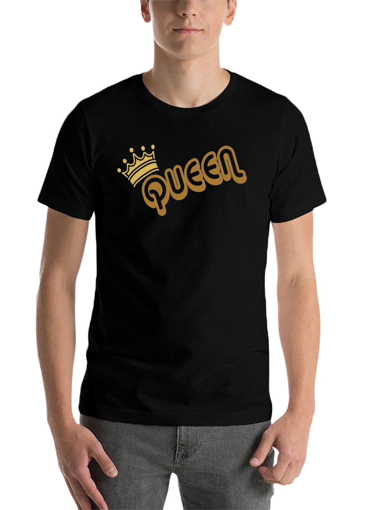 Queen Graphic Tee - Gold Print on Black