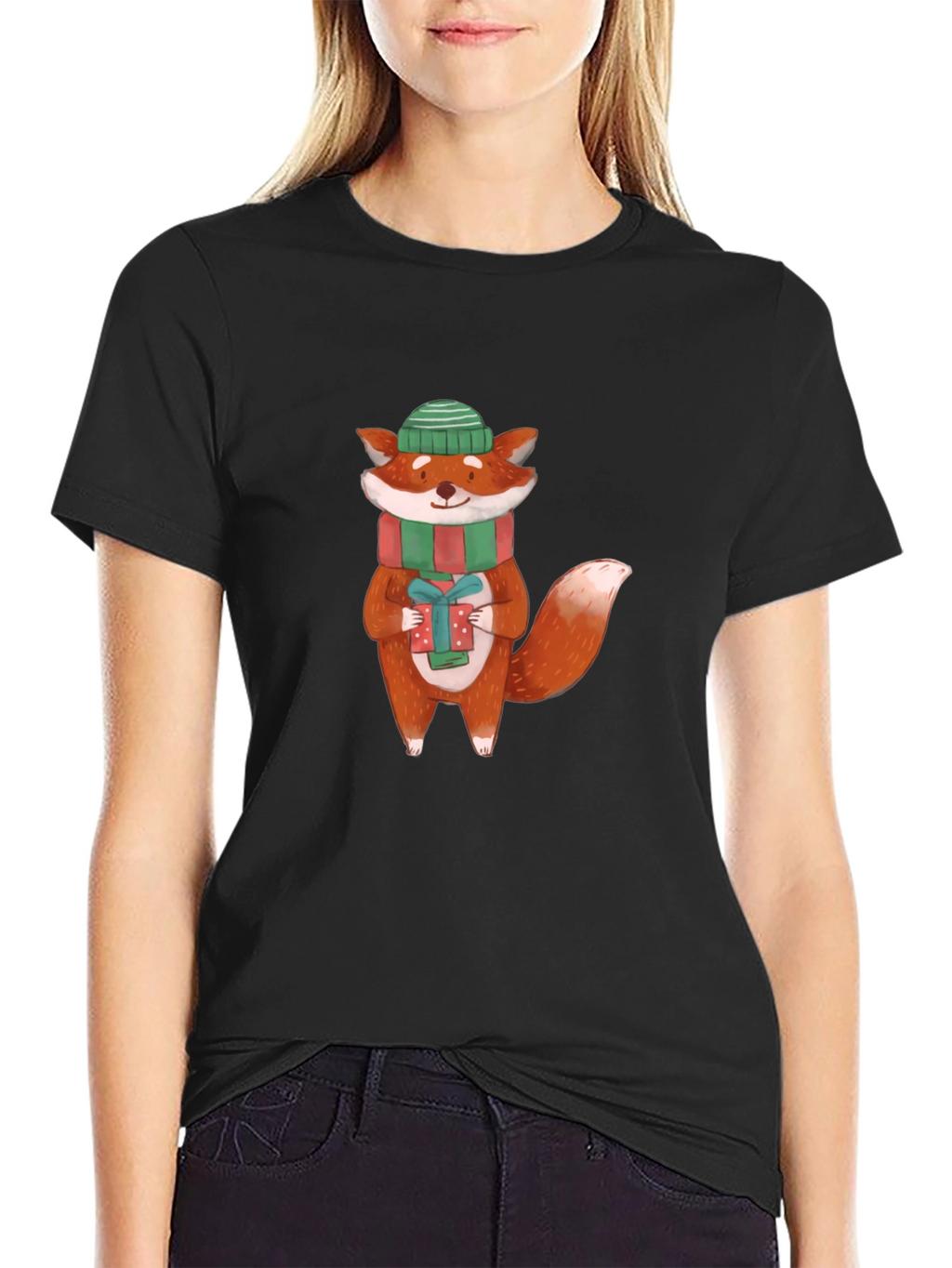 Festive Fox Graphic Tee - Holiday Cheer