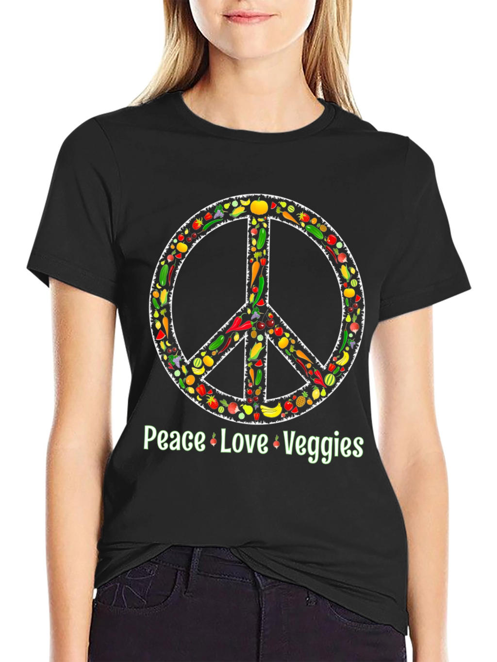 Peace Love Veggies T-Shirt - Vegetarian Vegan Shirt