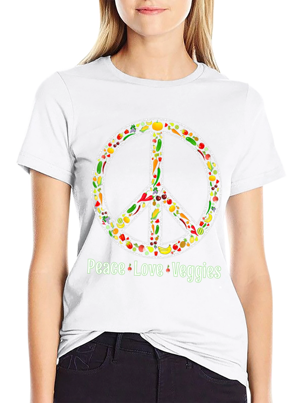 Peace Love Veggies T-Shirt - Vegetarian Vegan Shirt