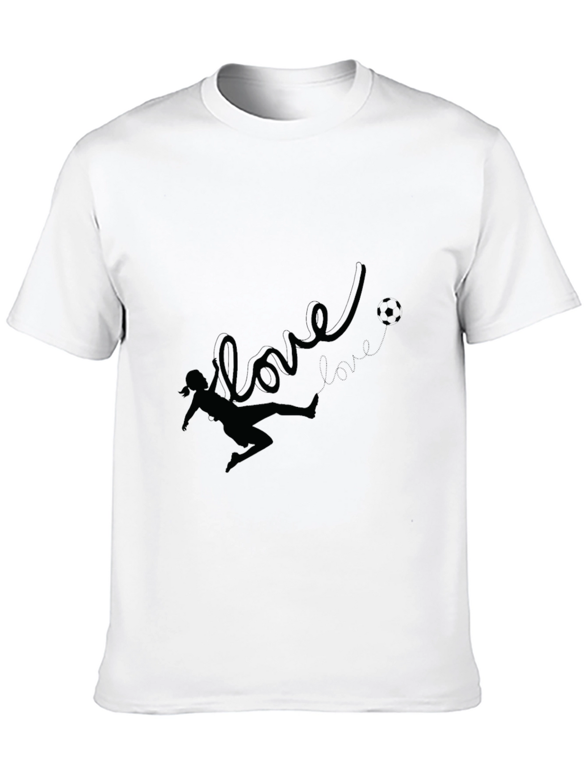 Love Soccer Black T-Shirt for Women