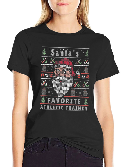 Santas Favorite Athletic Trainer Black T-Shirt