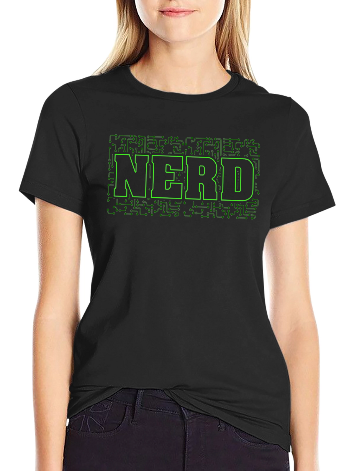 Nerd Circuit Board Graphic Tee - Black Cotton T-Shirt