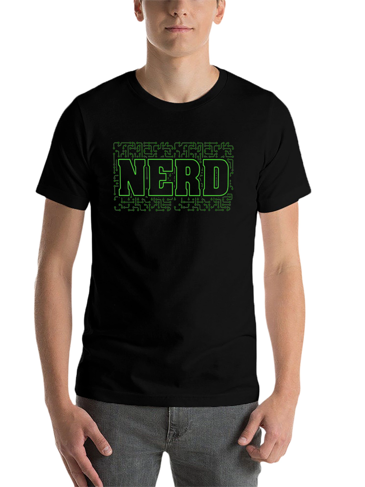 Nerd Circuit Board Graphic Tee - Black Cotton T-Shirt