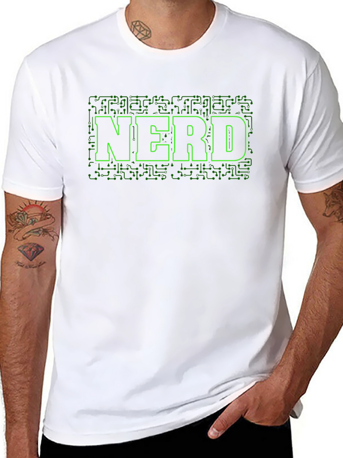 Nerd Circuit Board Graphic Tee - Black Cotton T-Shirt