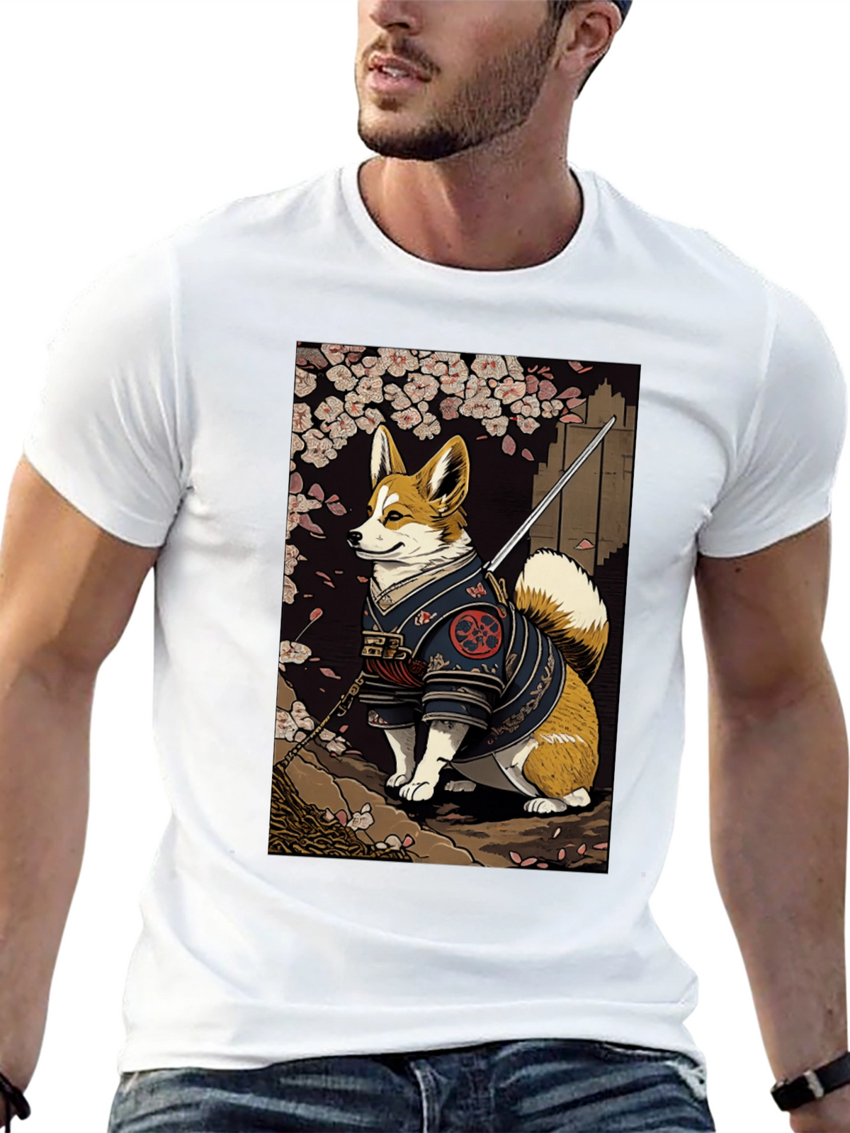 Samurai Corgi Graphic Tee