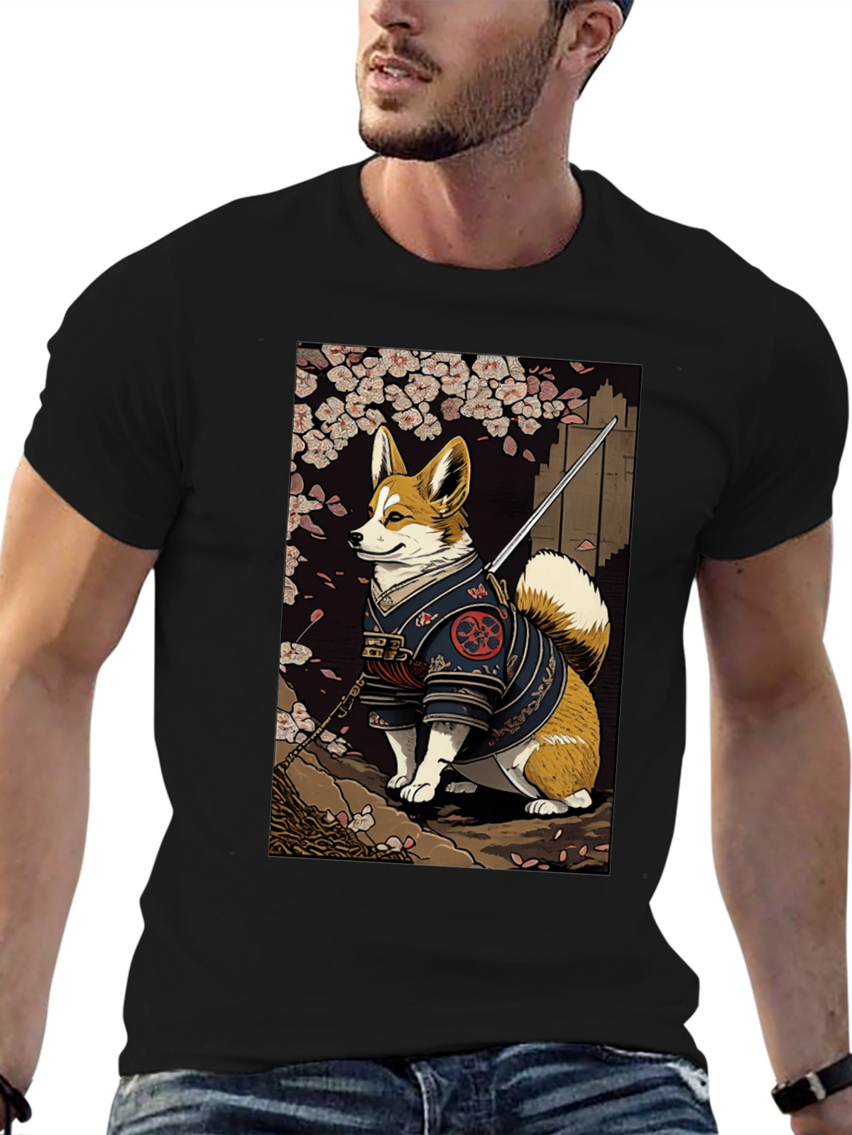 Samurai Corgi Graphic Tee